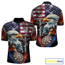 Load image into Gallery viewer, American Flag Smoke Eagle Darts Shirt For Men Custom Patriotic Darts Jersey Team Polo, 1/4 Zip TDM5256