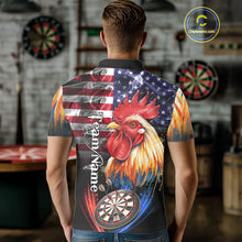 Load image into Gallery viewer, American Flag Smoke Rooster Darts Shirt For Men Custom Patriotic Darts Jersey Team Polo, 1/4 Zip TDM5257