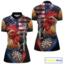 Load image into Gallery viewer, American Flag Smoke Rooster Darts Shirt For Women Custom Patriotic Darts Jersey Team Polo, 1/4 Zip TDM5257