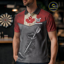 Load image into Gallery viewer, Personalized Canada Flag Steel Tip Dart Polo &amp; 1/4 Zip For Men Custom Canada Darts Team Jersey TDM5261