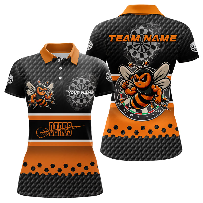Black Orange Darts Bee Custom Name Darts Shirts For Women, Funny Darts Apparel, Best Darts Gifts TDM3263