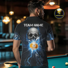 Load image into Gallery viewer, Blue Billiard 8 Ball &amp; 9 Ball Skull Pool Shirt For Men Custom Glass Break Billiard Team Jersey TDM5513