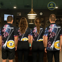 Load image into Gallery viewer, American Flag Smoke 8 Ball &amp; 9 Ball Pool Billiard Shirt For Men Custom Patriotic Billiard Jersey TDM5517