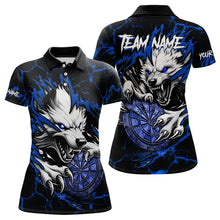 Load image into Gallery viewer, Personalized Wolf Lightning Darts Polo &amp; Quarter Zip Custom Dart Shirts For Women Darts Jerseys |Blue TDM3610