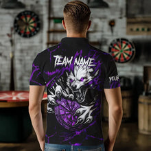 Load image into Gallery viewer, Personalized Wolf Lightning Darts Polo &amp; Quarter Zip Custom Dart Shirts For Men Darts Jersey |Purple TDM3611