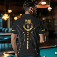 Load image into Gallery viewer, Customized 8 Ball Pool Crown Men Billiard Shirts, Gold And Black Billiard Team Shirt Pool Jerseys TDM3769