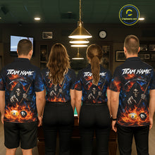 Load image into Gallery viewer, Custom 8 Ball &amp; 9 Ball Fire Grim Reaper Billiard Shirt For Women, Pool Team Jersey Polo &amp; 1/4 Zip TDM6562