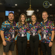 Load image into Gallery viewer, Colorful Billiard Jersey Custom Funny Raccoon Graffiti Billiard Polo &amp; Quarter Zip Shirts For Women TDM6565