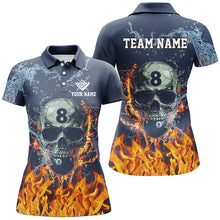 Load image into Gallery viewer, Funny Skull 8 Ball Pool Water Fire Personalized Name Billiard Shirts For Women, Billiard Pool Shirts TDM2291
