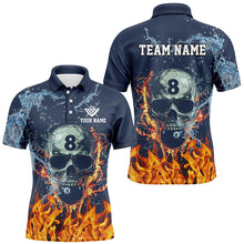 Load image into Gallery viewer, Funny Skull 8 Ball Pool Water Fire Personalized Name Billiard Shirts For Men, Billiard Pool Shirts TDM2291