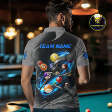 Load image into Gallery viewer, Personalized Panther Lightning 3D Billiard Balls Pool Shirts For Men, Billiard League Jerseys |Blue TDM2790