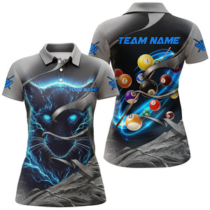 Personalized Panther Lightning 3D Billiard Balls Pool Shirts For Women, Billiard League Jerseys |Blue TDM2790