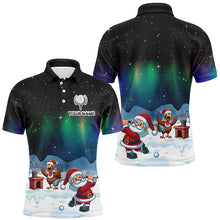 Load image into Gallery viewer, Funny Turkey And Santa Playing Golf Custom Men Golf Polo Shirts, Golfing Gifts For Christmas TDM3038