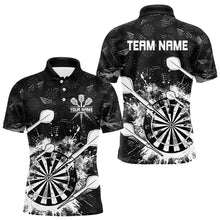 Load image into Gallery viewer, Black White Grunge Darts Polo And Quarter Zip For Men Custom Dart Shirts For Team Dart Jerseys TDM3277