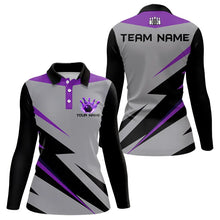 Load image into Gallery viewer, Purple lightning Bowling Polo, Quarter Zip shirts For Women custom bowling team jerseys Bowler Outfits NQS9412