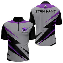 Load image into Gallery viewer, Purple lightning Bowling Polo, Quarter Zip shirts For Men custom bowling team jerseys Bowler Outfits NQS9412