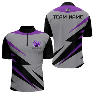 Purple lightning Bowling Polo, Quarter Zip shirts For Men custom bowling team jerseys Bowler Outfits NQS9412