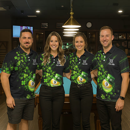 Green Luckiest Shamrock 9 Ball Billiard Shirt For Women Custom St Patrick Day Pool Team Jersey TDM5779