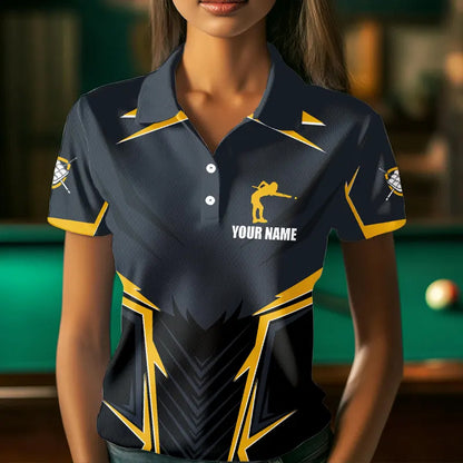 9 Ball Billiard Jerseys For Women Custom Polo & Quarter-Zip Billiard Team Shirts, 9 Ball Pool Shirt TDM3615