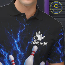 Load image into Gallery viewer, Personalized Blue Thunder Lightning Bowling Jersey For Men, Bowling League Shirts Polo &amp; 1/4 Zip TDM6573
