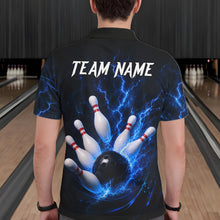 Load image into Gallery viewer, Personalized Blue Thunder Lightning Bowling Jersey For Men, Bowling League Shirts Polo &amp; 1/4 Zip TDM6573
