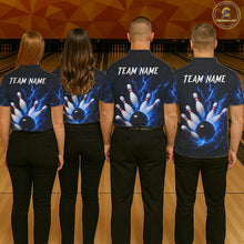 Load image into Gallery viewer, Personalized Blue Thunder Lightning Bowling Jersey For Men, Bowling League Shirts Polo &amp; 1/4 Zip TDM6573