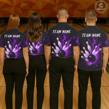 Load image into Gallery viewer, Personalized Purple Thunder Lightning Bowling Jersey For Men, Bowling League Shirts Polo &amp; 1/4 Zip TDM6574