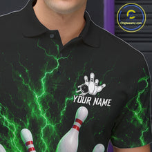 Load image into Gallery viewer, Personalized Green Thunder Lightning Bowling Jersey For Men, Bowling League Shirts Polo &amp; 1/4 Zip TDM6575
