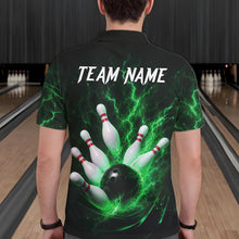Load image into Gallery viewer, Personalized Green Thunder Lightning Bowling Jersey For Men, Bowling League Shirts Polo &amp; 1/4 Zip TDM6575