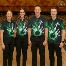 Load image into Gallery viewer, Personalized Green Thunder Lightning Bowling Jersey For Men, Bowling League Shirts Polo &amp; 1/4 Zip TDM6575