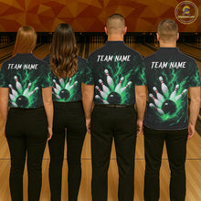 Load image into Gallery viewer, Personalized Green Thunder Lightning Bowling Jersey For Men, Bowling League Shirts Polo &amp; 1/4 Zip TDM6575