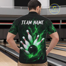 Load image into Gallery viewer, Personalized Green Thunder Lightning Bowling Jersey For Men, Bowling League Shirts Polo &amp; 1/4 Zip TDM6575