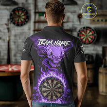 Load image into Gallery viewer, Purple Flaming Skull Darts Shirt For Men Custom Darts Jersey Team Polo &amp; Quarter Zip TDM5056