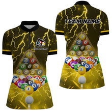 Load image into Gallery viewer, Thunder Lightning Storm Custom 3D Billiard Shirts For Women, Billiard Balls Team Jerseys | Yellow TDM3047