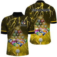 Load image into Gallery viewer, Thunder Lightning Storm Custom 3D Billiard Shirts For Men, Billiard Balls Team Jerseys | Yellow TDM3047