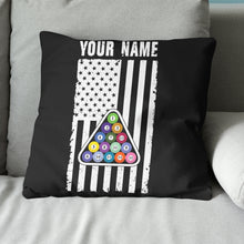 Load image into Gallery viewer, Custom Black White American Flag Billiard Pillow, Patriotic Pillow Gifts TDM0792