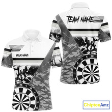 Load image into Gallery viewer, Custom Black And White Grunge Darts Shirt For Men, Darts Team Jersey Polo &amp; 1/4 Zip TDM6143