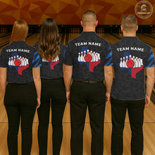 Load image into Gallery viewer, Texas Flag Blue Camo Bowling Shirt For Women Custom Patriotic Bowling Team Jersey Polo &amp; 1/4 Zip TDM6387