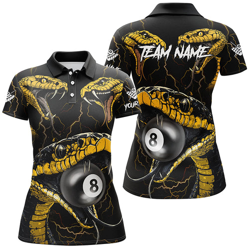 Yellow Black Funny Snakes 8 Ball Pool Custom Women Billiard Shirts, Unique Billiard Jerseys Apparel TDM2321