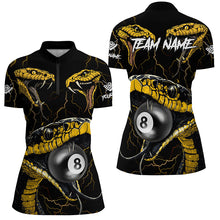 Load image into Gallery viewer, Yellow Black Funny Snakes 8 Ball Pool Custom Women Billiard Shirts, Unique Billiard Jerseys Apparel TDM2321