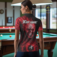 Load image into Gallery viewer, Red Flaming Skull 8 Ball Fire Billiard Shirt For Women Custom Billiard Team Jersey Polo &amp; 1/4 Zip TDM5064