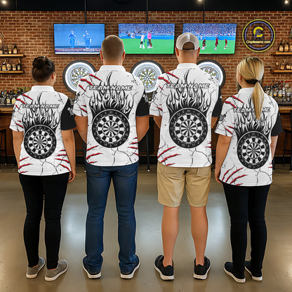 White Black Grunge Wolf Darts Shirts For Men Custom Darts Team Jersey Polo & Quarter Zip TDM5534