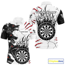 Load image into Gallery viewer, White Black Grunge Wolf Darts Shirts For Men Custom Darts Team Jersey Polo &amp; Quarter Zip TDM5534