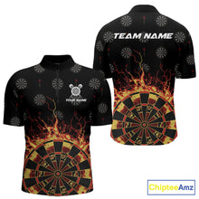 Load image into Gallery viewer, Personalized Flame Darts Polo &amp; Quarter Zip Custom Darts Shirt For Men, Darts Team Jersey TDM5536
