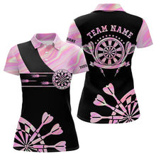 Load image into Gallery viewer, Holographic Pink Darts Tie Dye Polo &amp; Quarter Zip Custom Dart Shirts For Women Glowing Dart Jerseys TDM3624