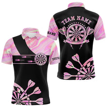 Load image into Gallery viewer, Holographic Pink Darts Tie Dye Polo &amp; Quarter Zip Custom Dart Shirts For Men Glowing Dart Jerseys TDM3624