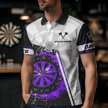 Load image into Gallery viewer, Custom Break Glass Purple Darts Shirt With Pocket Option For Men, Darts Jersey TDM3774