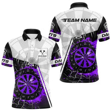 Load image into Gallery viewer, Custom Break Glass Purple Darts Shirt With Pocket Option For Men, Darts Jersey TDM3774