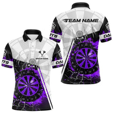 Load image into Gallery viewer, Personalized Purple Break Glass Dartboard Fire Polo, 1/4 Zip Custom Dart Shirts For Men Dart Jersey TDM3774