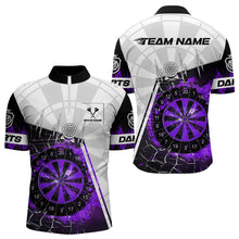 Load image into Gallery viewer, Custom Break Glass Purple Darts Shirt With Pocket Option For Men, Darts Jersey TDM3774
